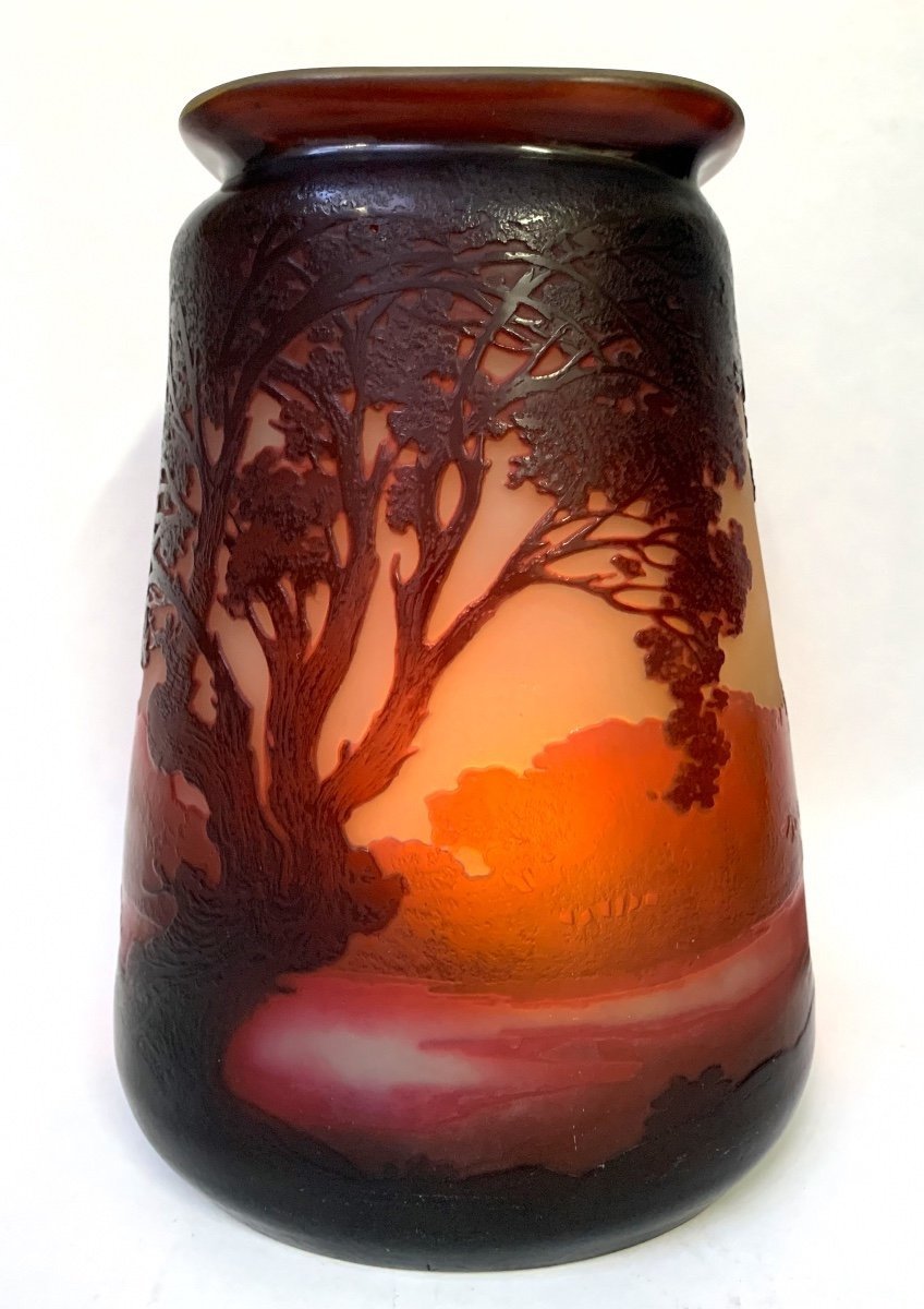 Gallé, Vase With Lake Landscape Decor -photo-2