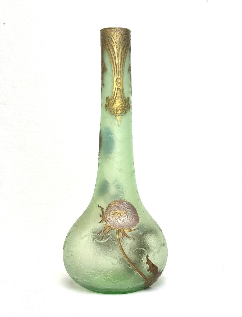 Montjoye Legras Berluze Vase Decorated With Thistles -photo-4