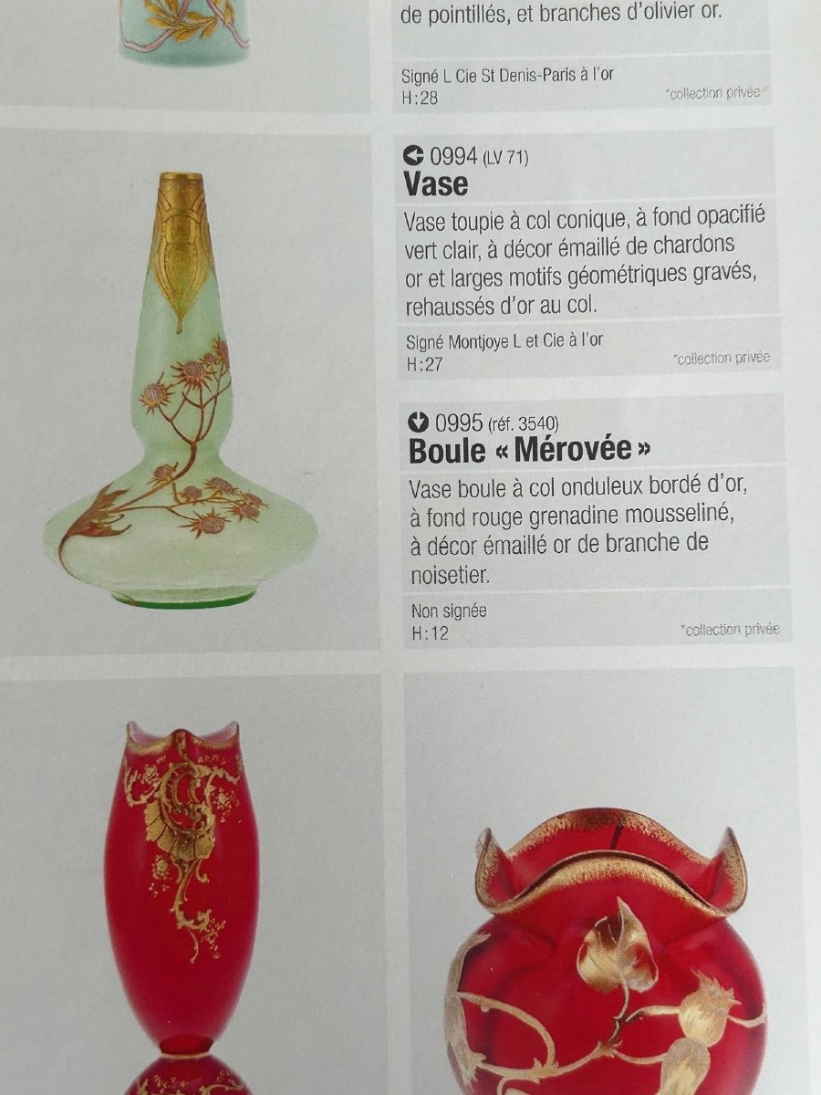 Montjoye Legras Vase Berluze  à Décor Des Chardons -photo-6
