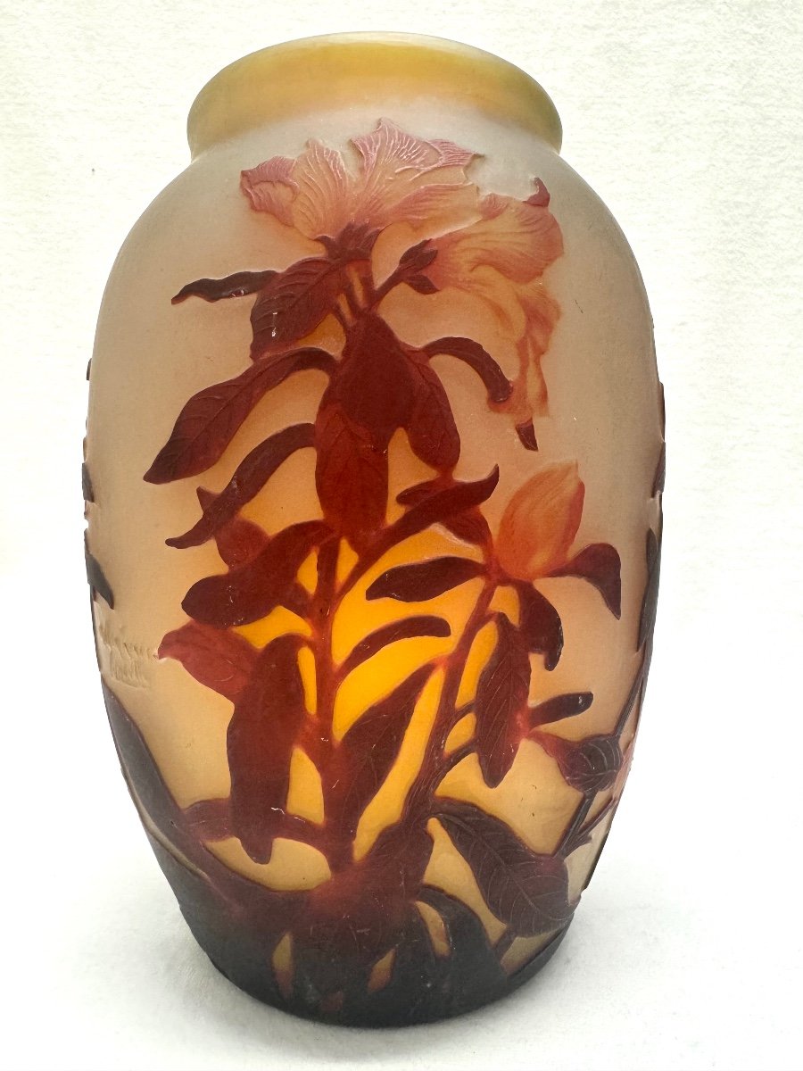 Muller Frères Lunéville - Vase With Azalea Decor-photo-3