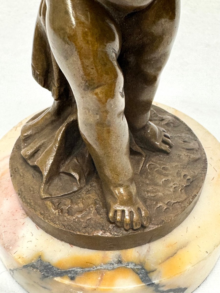 Jean-pierre Pigalle (after) Bronze Girl With A Bird -photo-2