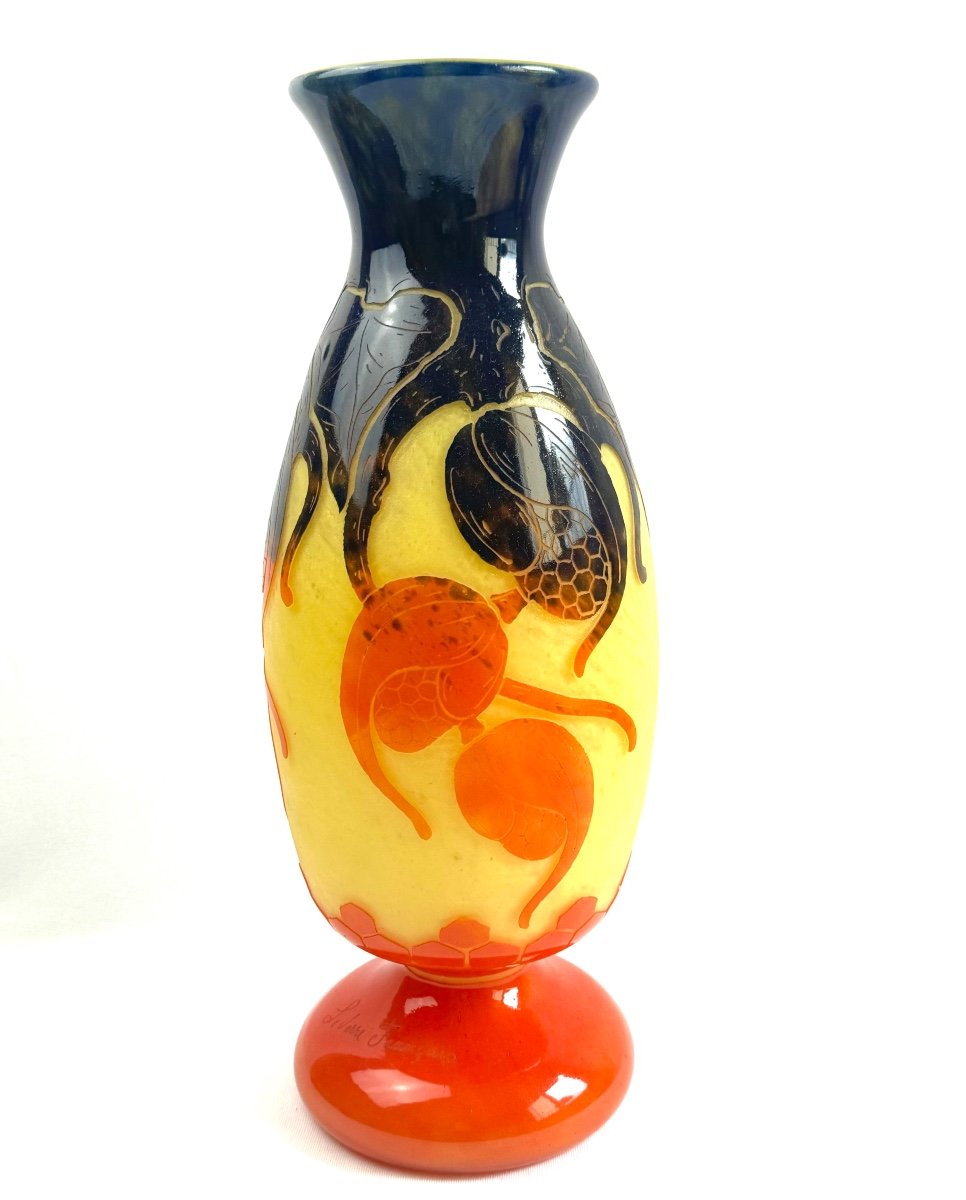 Le Verre Français -schneider-  Grand Vase  Houblon