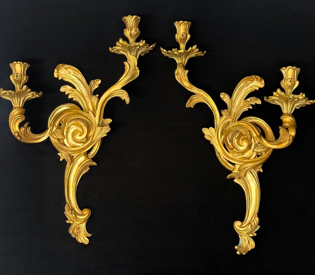 Pair Of Louis XV Style Gilt Bronze Sconces