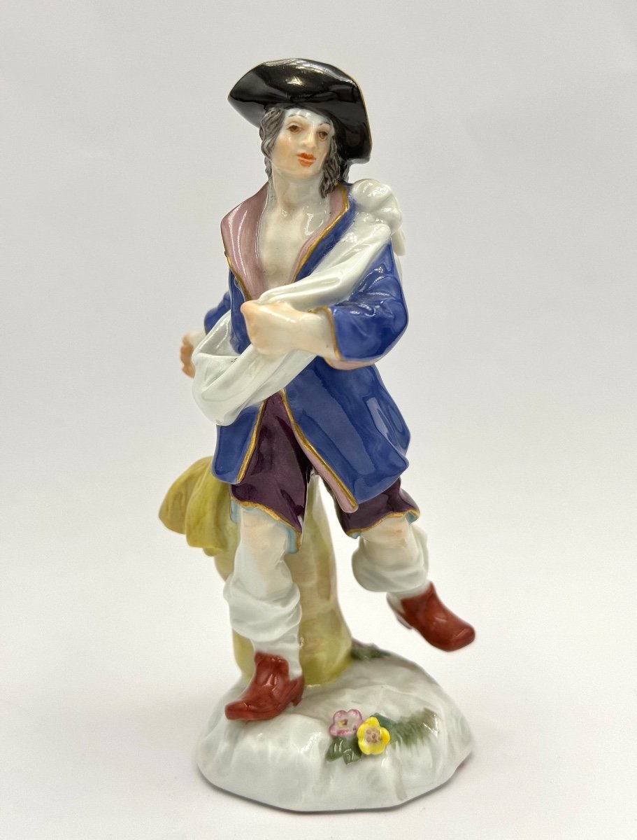 Meissen - Figurine En Porcelaine Fermier Avec Sac De La Série Artisans Et Agriculteurs