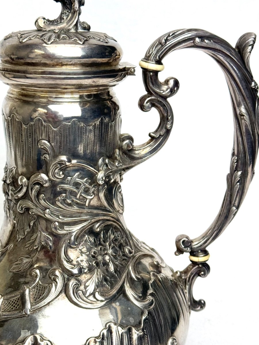 Jug In Silver Napoleon III Rocaille Foliage Style -photo-6