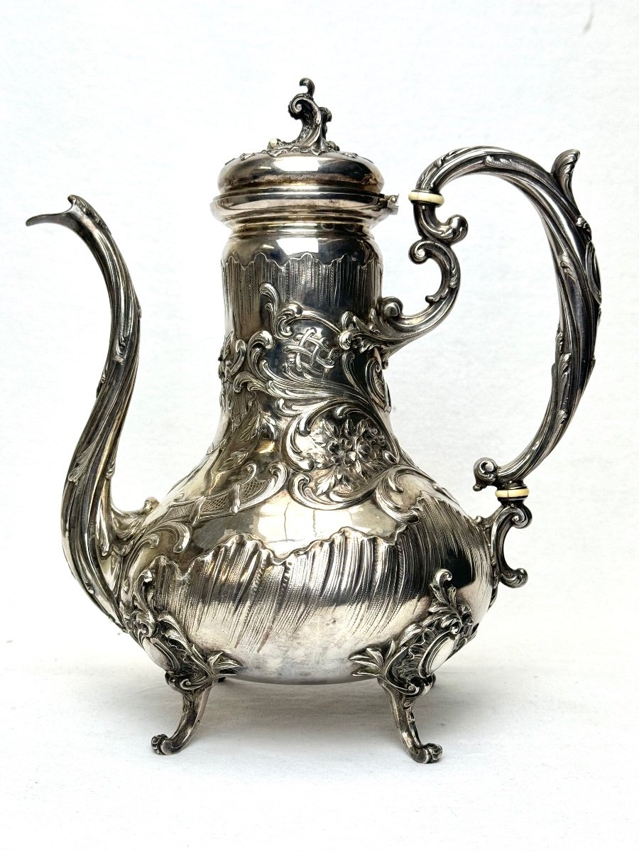 Jug In Silver Napoleon III Rocaille Foliage Style 