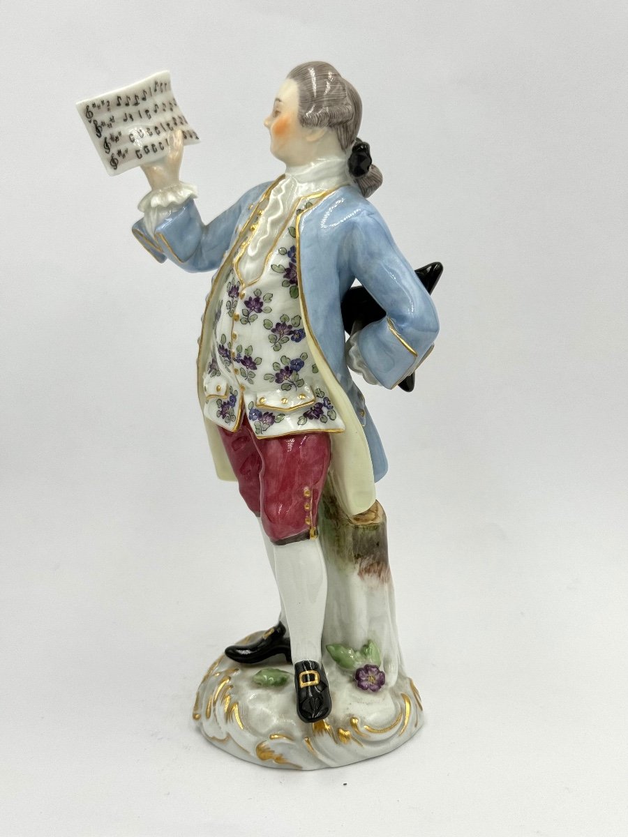 Meissen, Porcelain Figurine Singer Of La Chapelle Gallant-photo-2