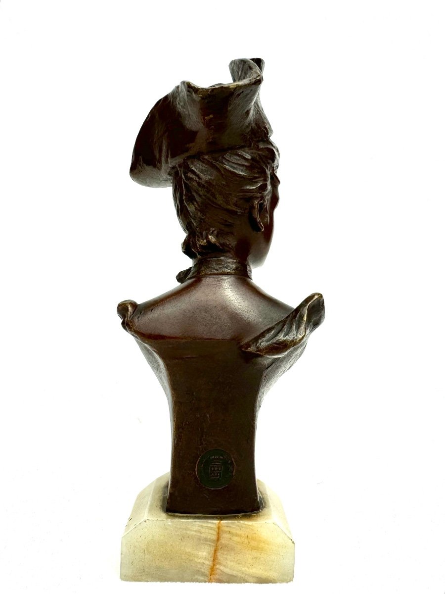 Van Der Straeten -Buste En Bronze Femme Au Chapeau Tricorne -photo-3