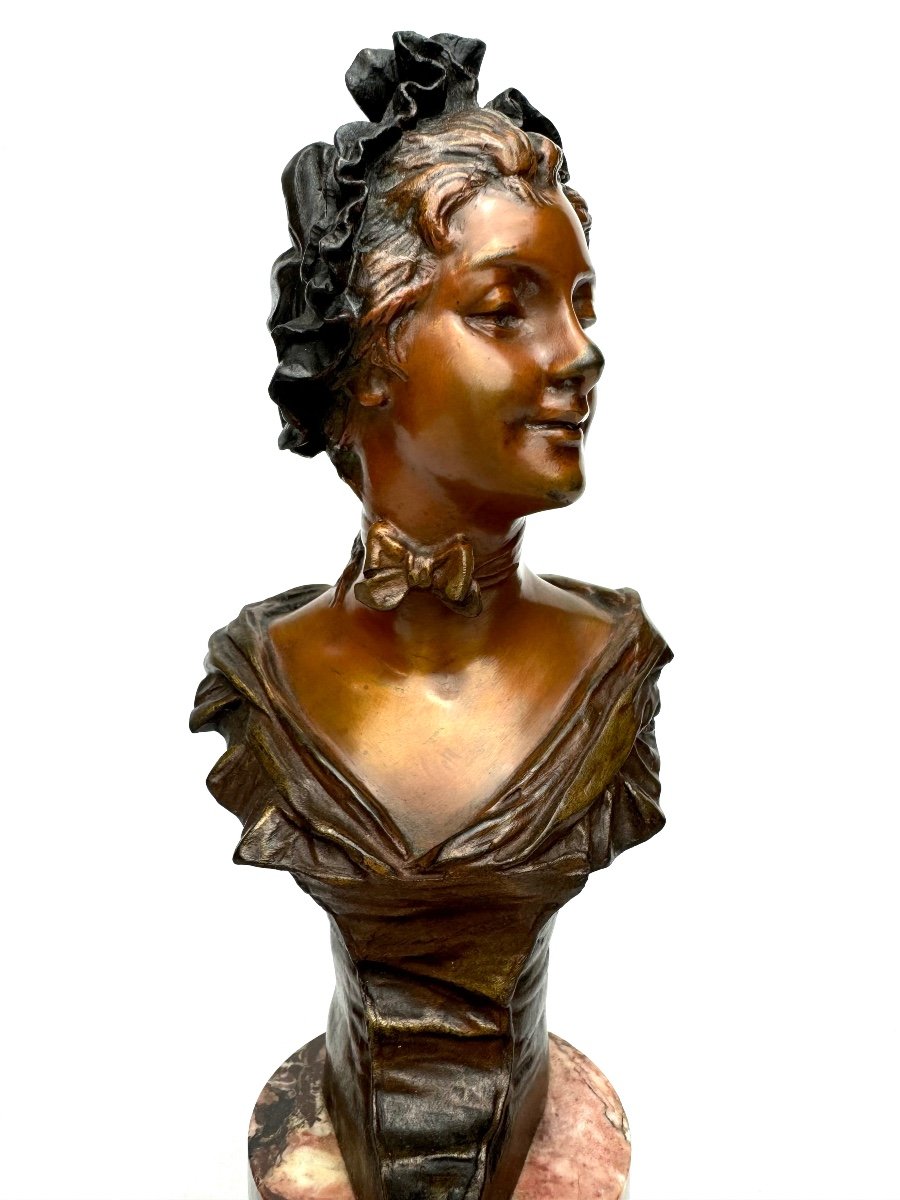 Georges Van Der Straeten Bronze Bust Of “marinette”-photo-2