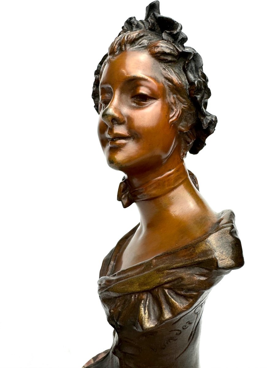 Georges Van Der Straeten Bronze Bust Of “marinette”-photo-4