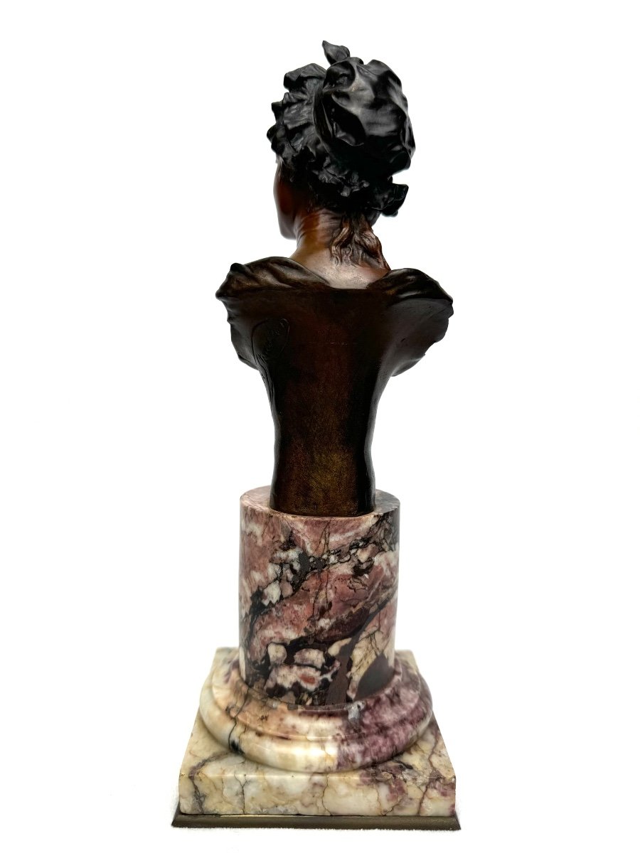 Georges Van Der Straeten Bronze Bust Of “marinette”-photo-2