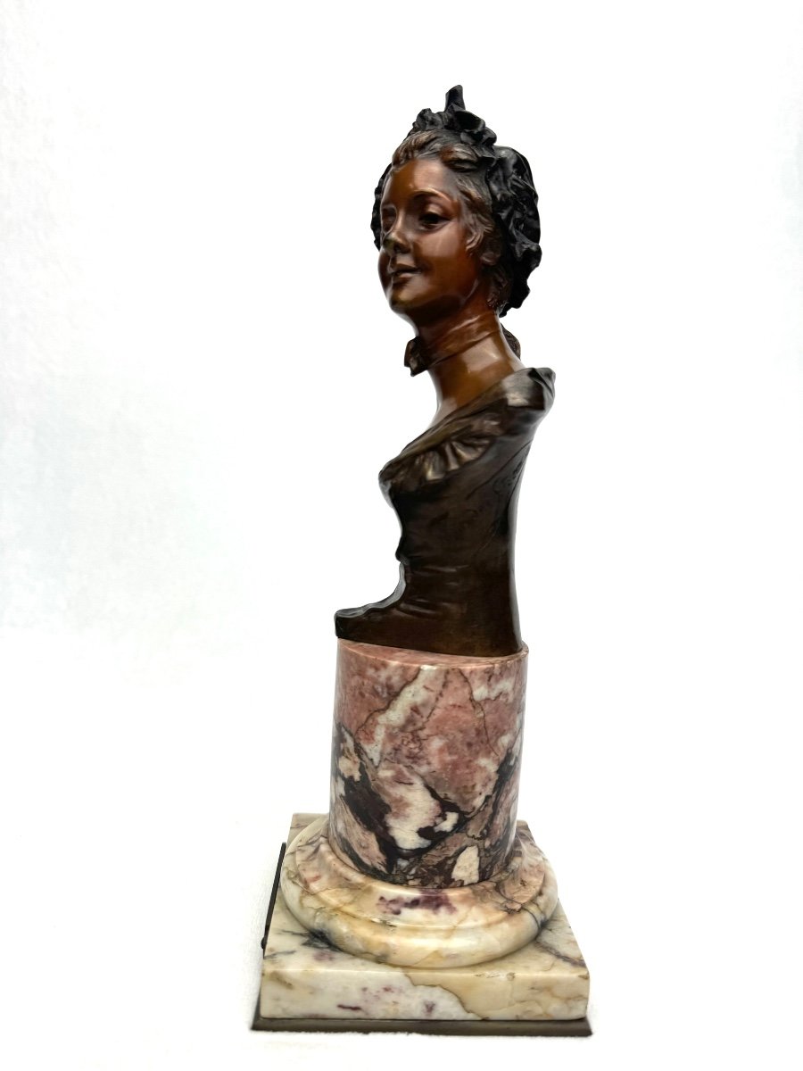 Georges Van Der Straeten Bronze Bust Of “marinette”-photo-3