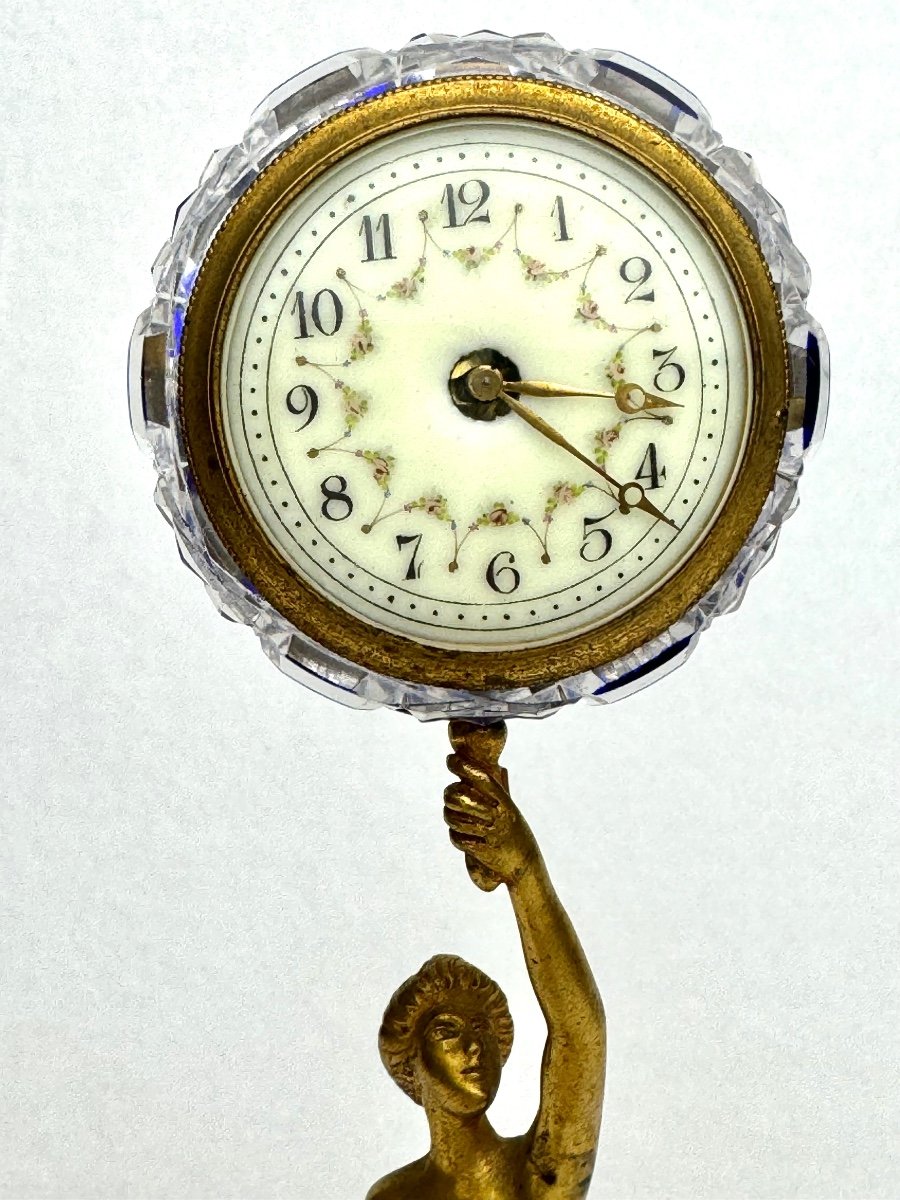 Baccarat Bronze And Crystal Table Clock -photo-1