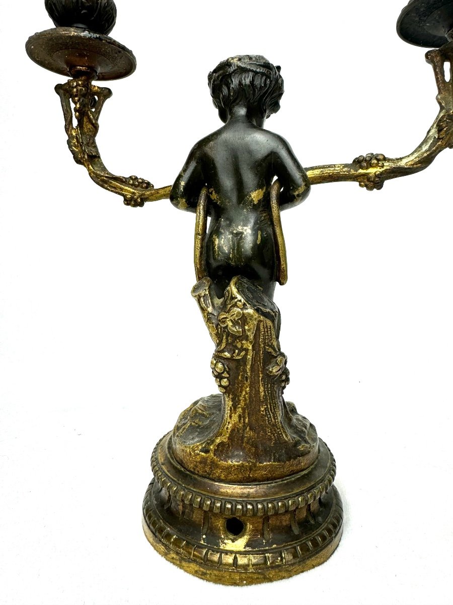 Pair Of Bronze Candlesticks Decorated With Satyrs -photo-4