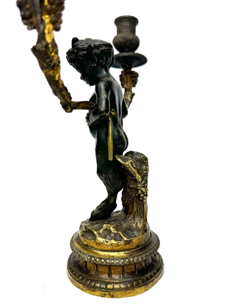 Pair Of Bronze Candlesticks Decorated With Satyrs -photo-6