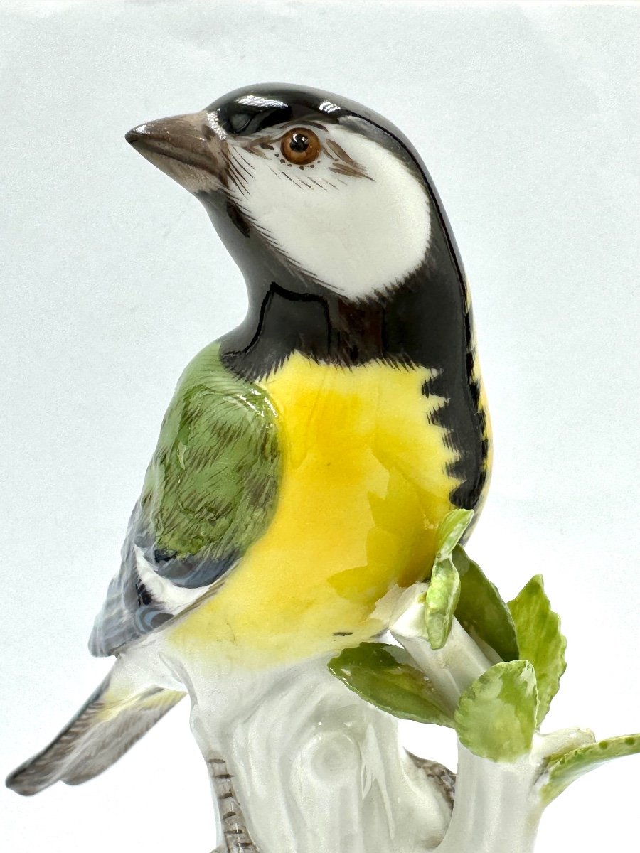 Meissen - Figure En Porcelaine D’un Oiseau Mésange-photo-3