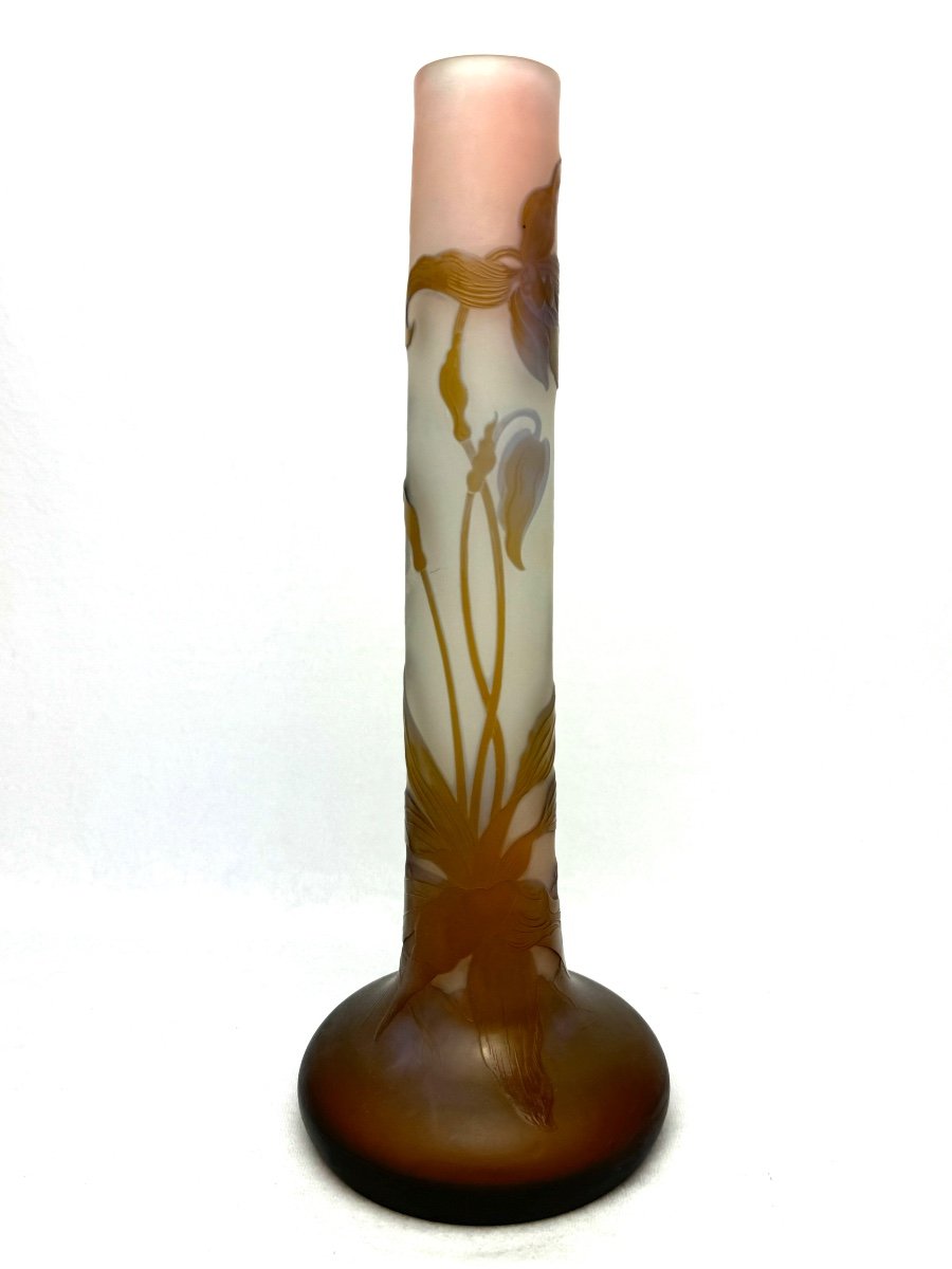 Gallé Vase Decorated With Orchids And Ferns -photo-3