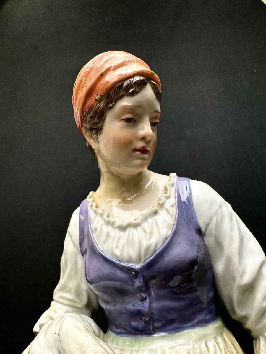 Meissen - Groupe En Porcelaine Fille à l'Oie-photo-1