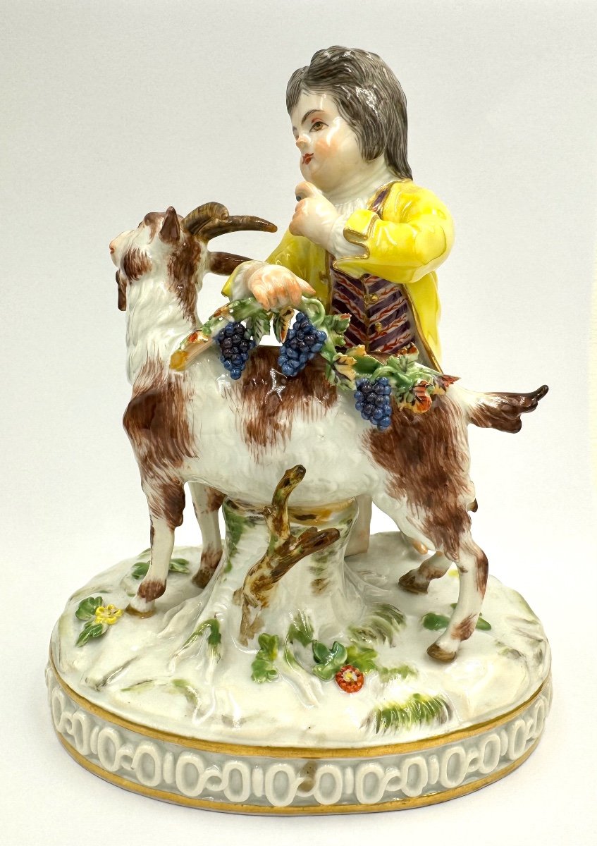 Meissen, Groupe En Porcelaine Garçon Avec Chèvre-photo-2