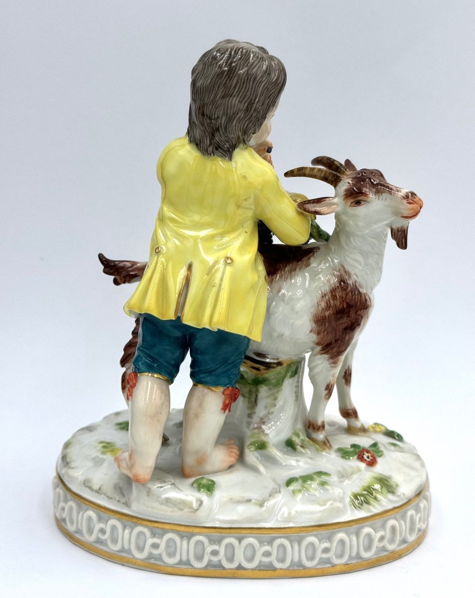 Meissen Porcelain Group Boy With Goat-photo-4