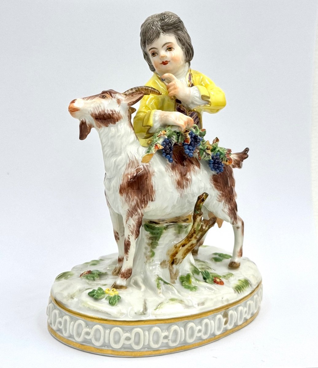 Meissen, Groupe En Porcelaine Garçon Avec Chèvre-photo-1