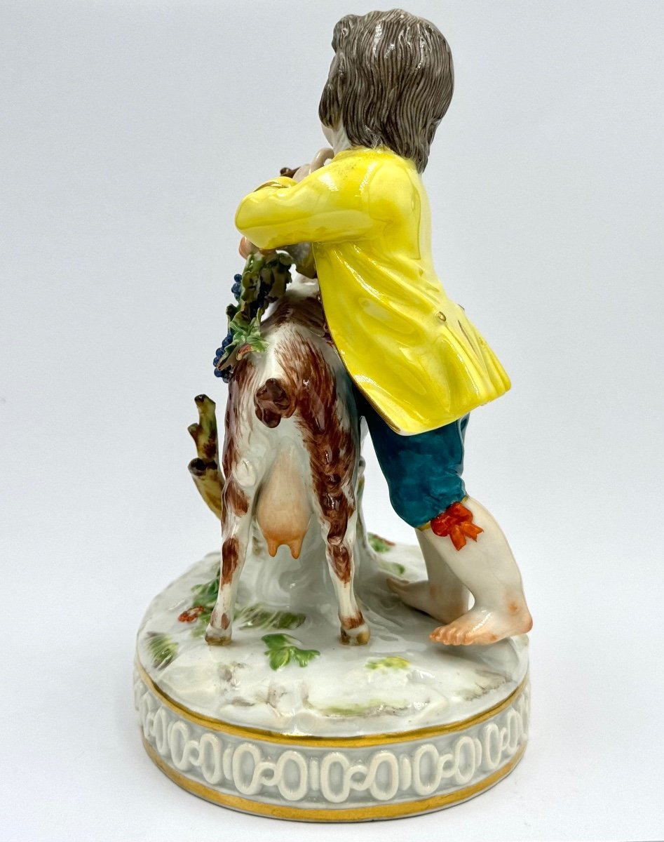 Meissen Porcelain Group Boy With Goat-photo-2