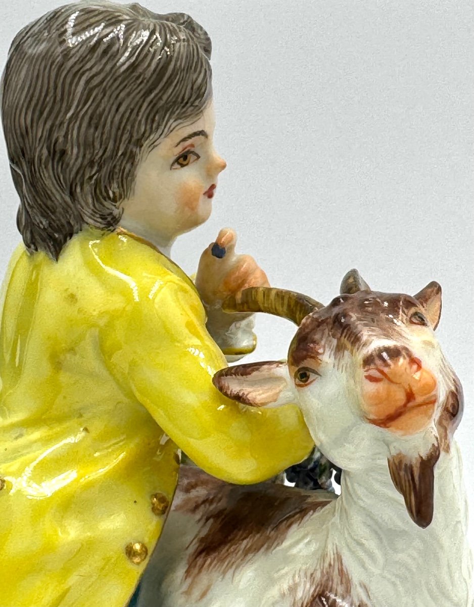 Meissen Porcelain Group Boy With Goat-photo-3