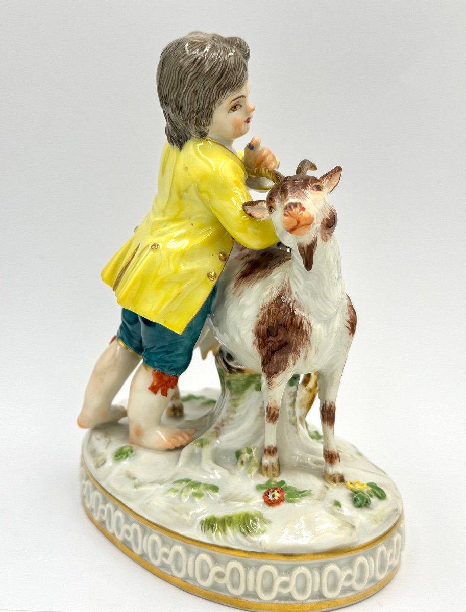 Meissen Porcelain Group Boy With Goat-photo-5