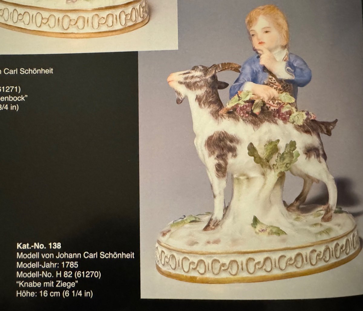 Meissen Porcelain Group Boy With Goat-photo-8