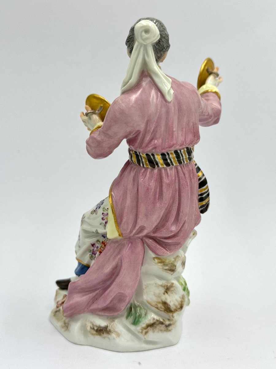 Meissen - Porcelain Figurine Of A Japanese Woman Playing Cymbals-photo-8