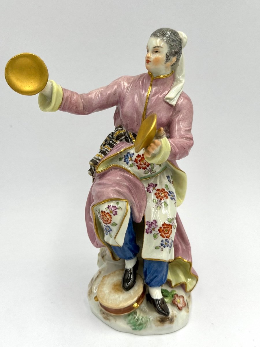 Meissen - Porcelain Figurine Of A Japanese Woman Playing Cymbals