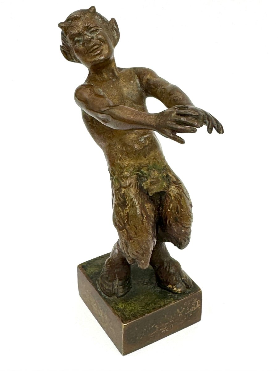 Erotic Bronze From Vienna Bacchante And Satyr By Bergman, Circa 1900-photo-2