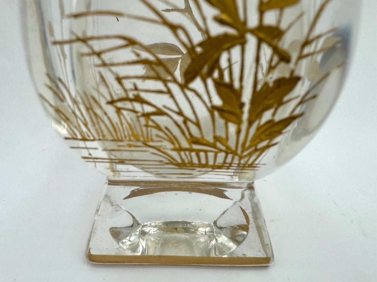 Baccarat - Crystal Vase Decorated With A Japanese Crane -photo-4