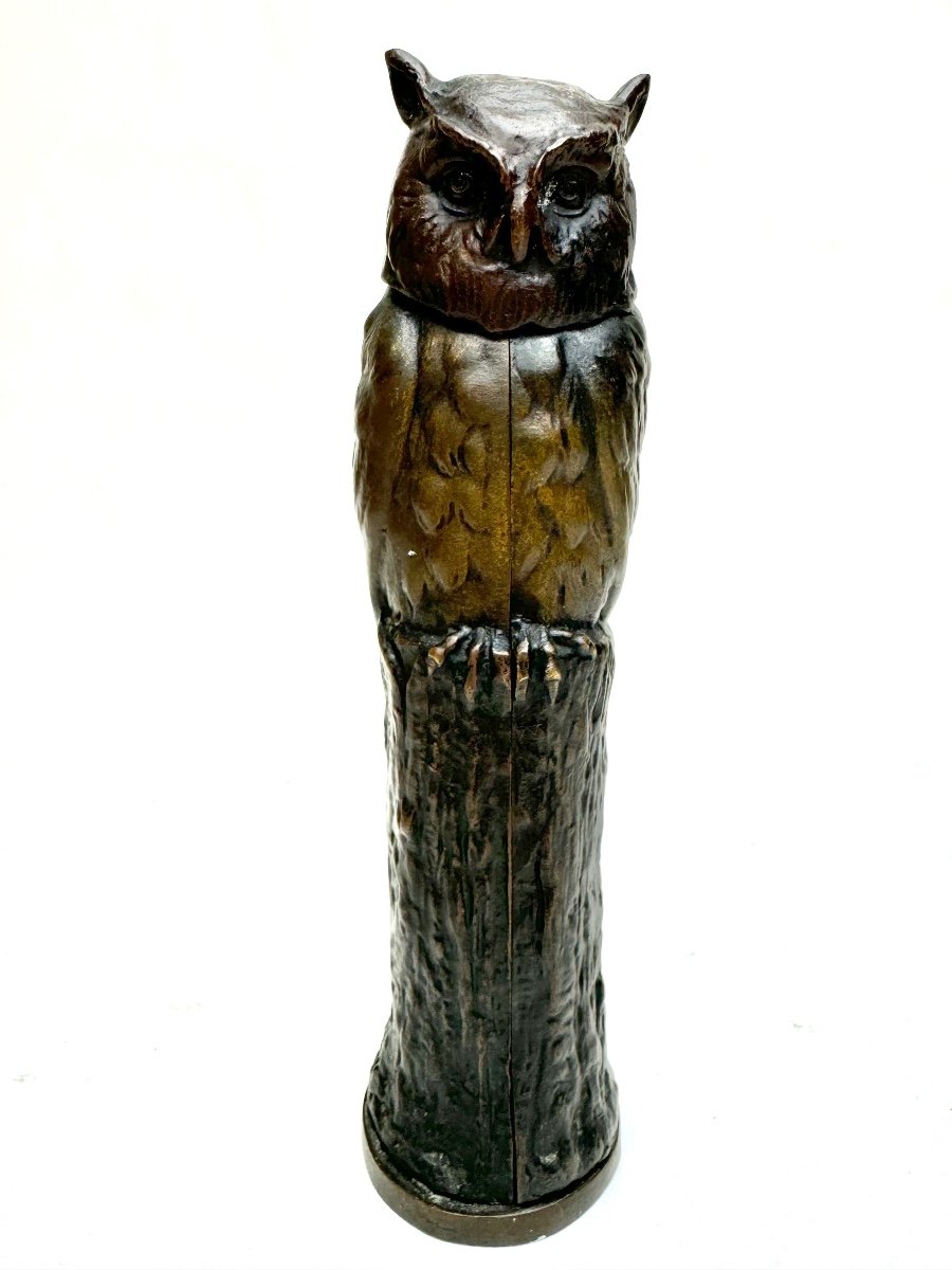 Argentor Wien - Metamorphic Bronze Figure Owl Surrounding A Nude Woman-photo-2