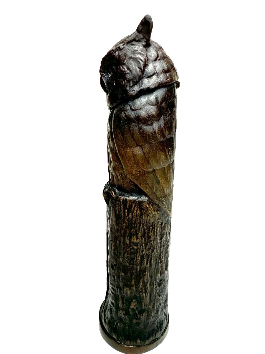 Argentor Wien - Metamorphic Bronze Figure Owl Surrounding A Nude Woman-photo-3