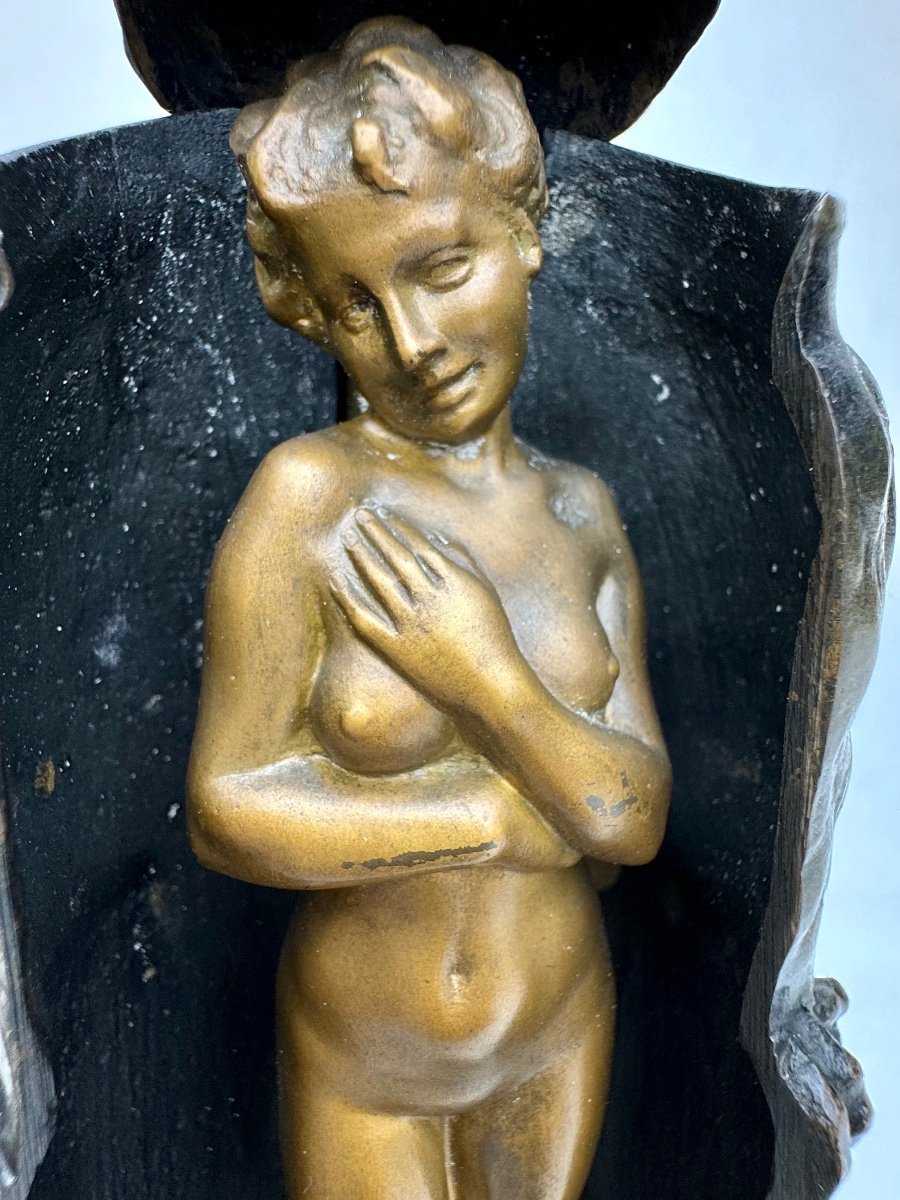 Argentor Wien - Figure En Bronze Métamorphique Hibou Entourant Une Femme Nue-photo-5