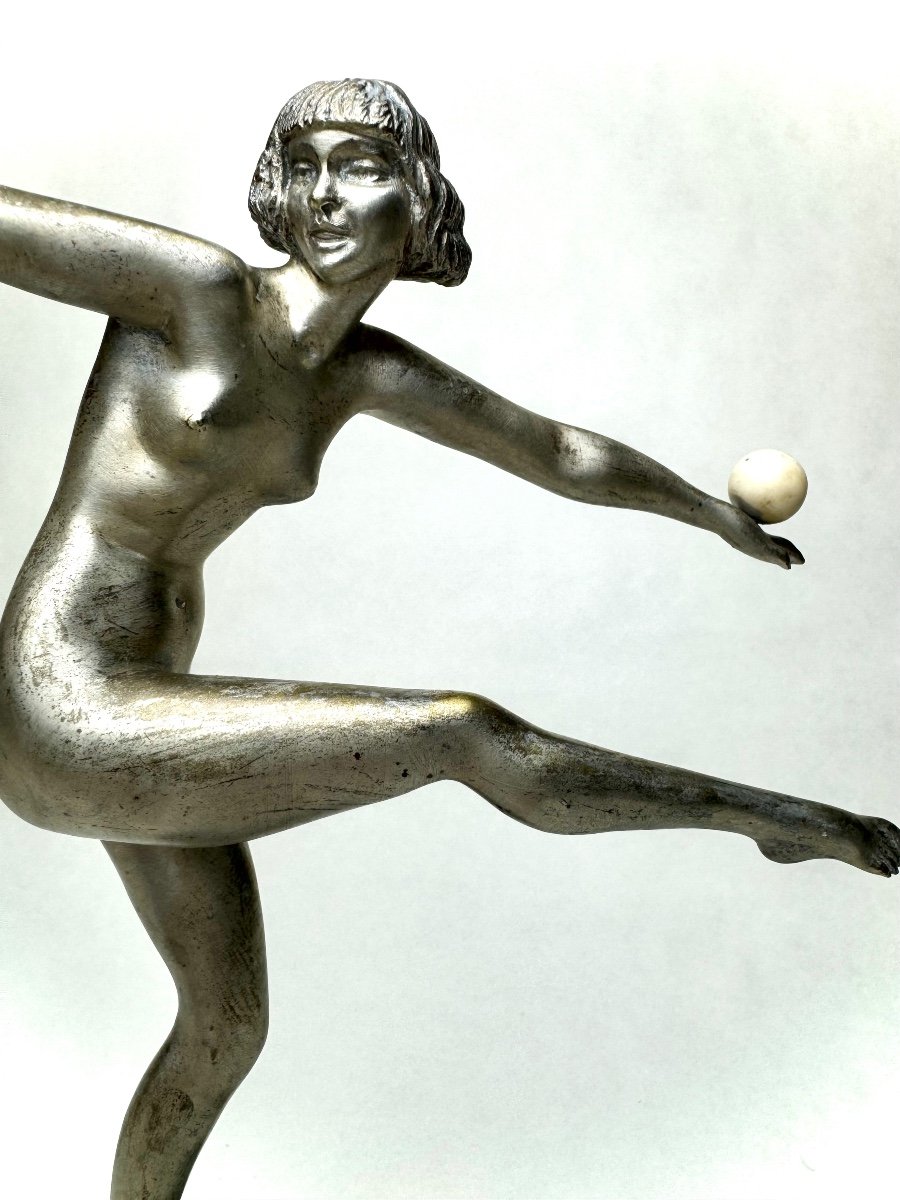 Bouraine Art Deco Bronze Sculpture The Tightrope Walker -photo-2