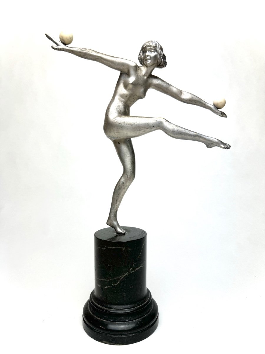 Bouraine Art Deco Bronze Sculpture The Tightrope Walker 