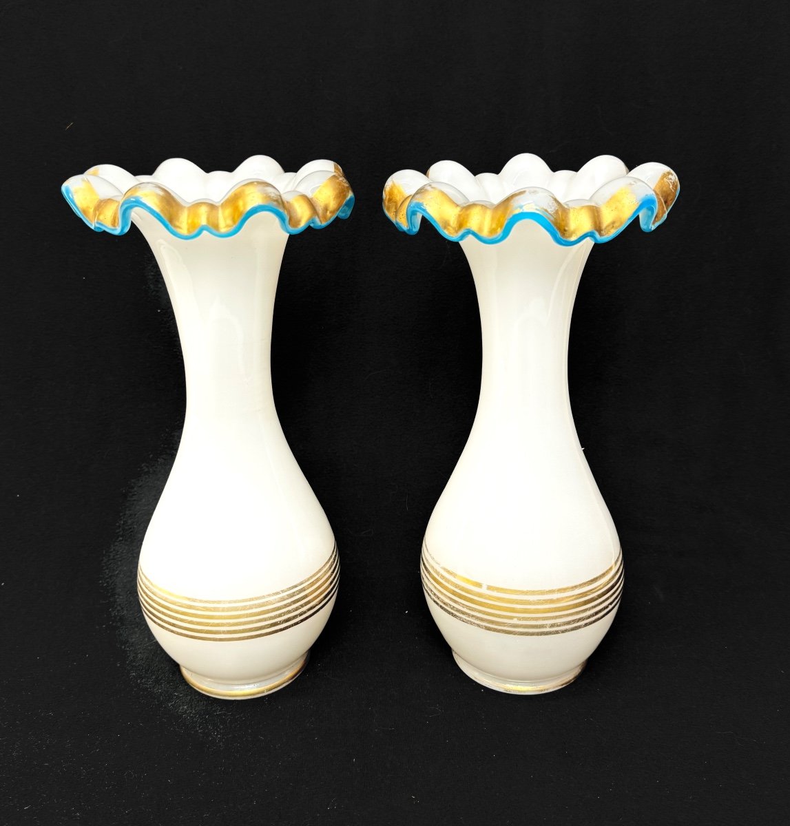 Pair Of Baccarat Opaline Vases -photo-2