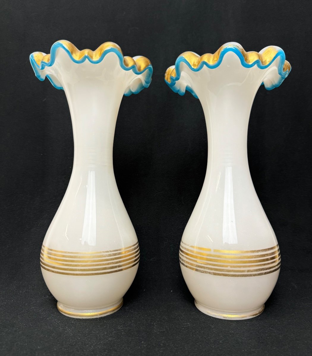 Pair Of Baccarat Opaline Vases -photo-4