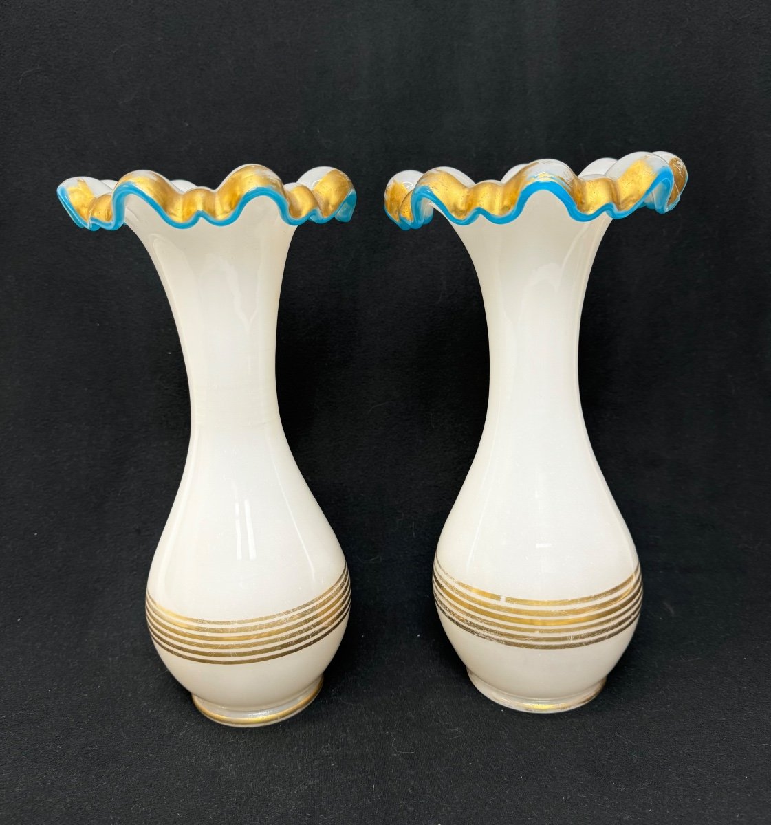 Pair Of Baccarat Opaline Vases -photo-2