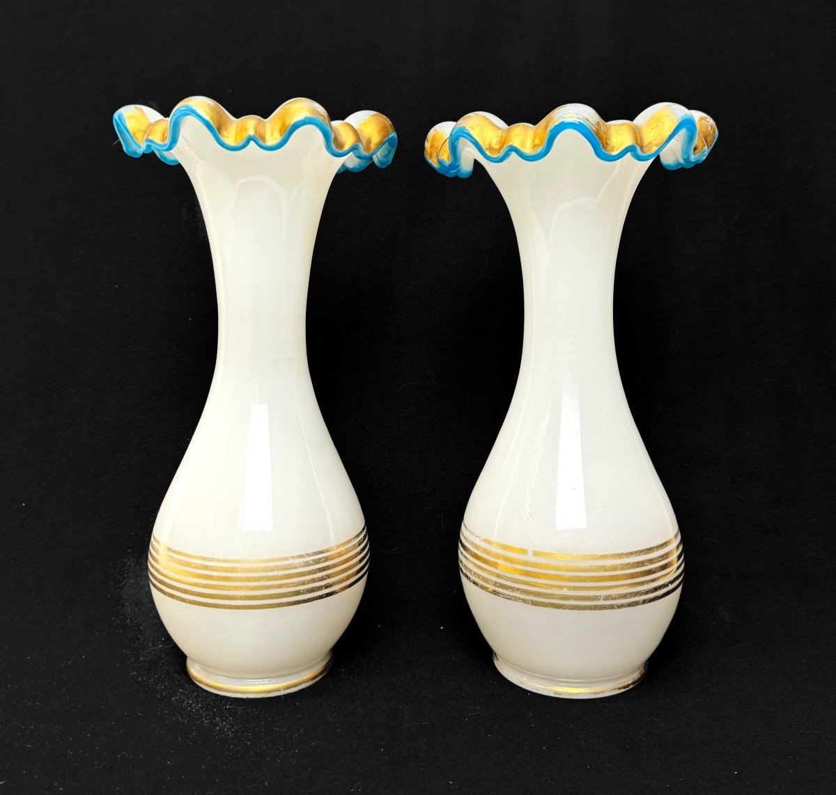 Pair Of Baccarat Opaline Vases 