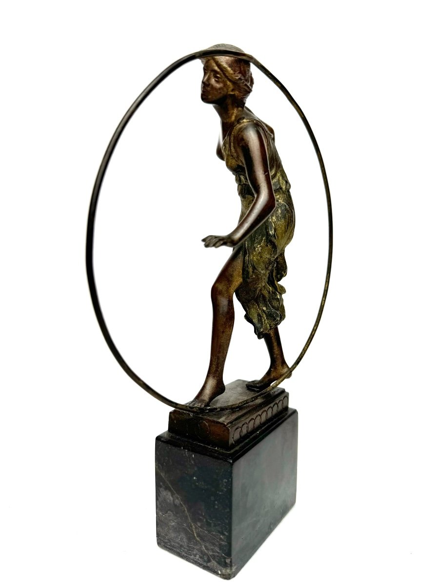 Georges Morin  Figure En Bronze Femme Au Cerceau-photo-4