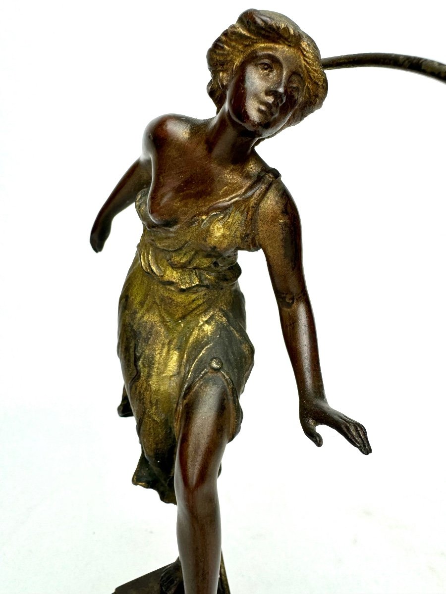 Georges Morin  Figure En Bronze Femme Au Cerceau-photo-3