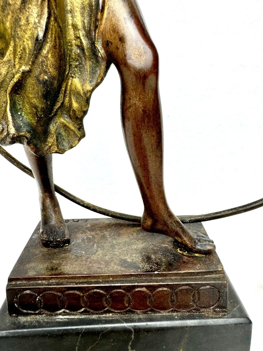 Georges Morin  Figure En Bronze Femme Au Cerceau-photo-4