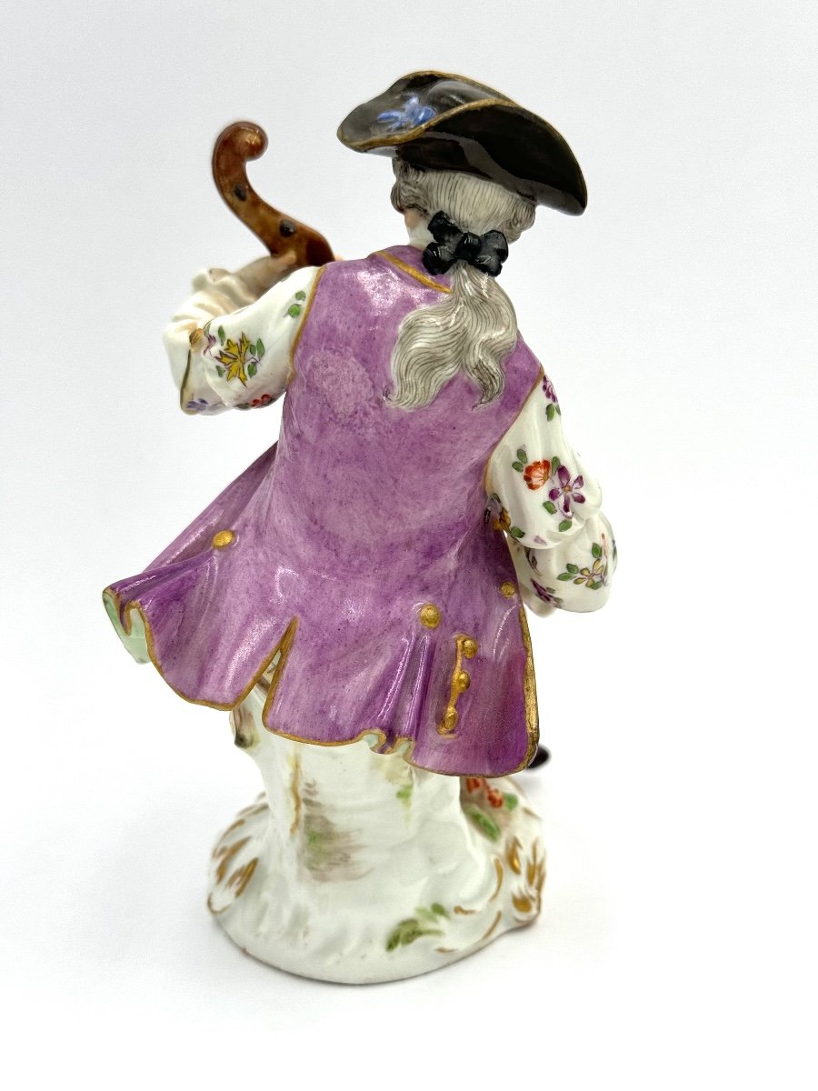 Meissen - Porcelain Figurine Cellist From La Chapelle Galante-photo-3