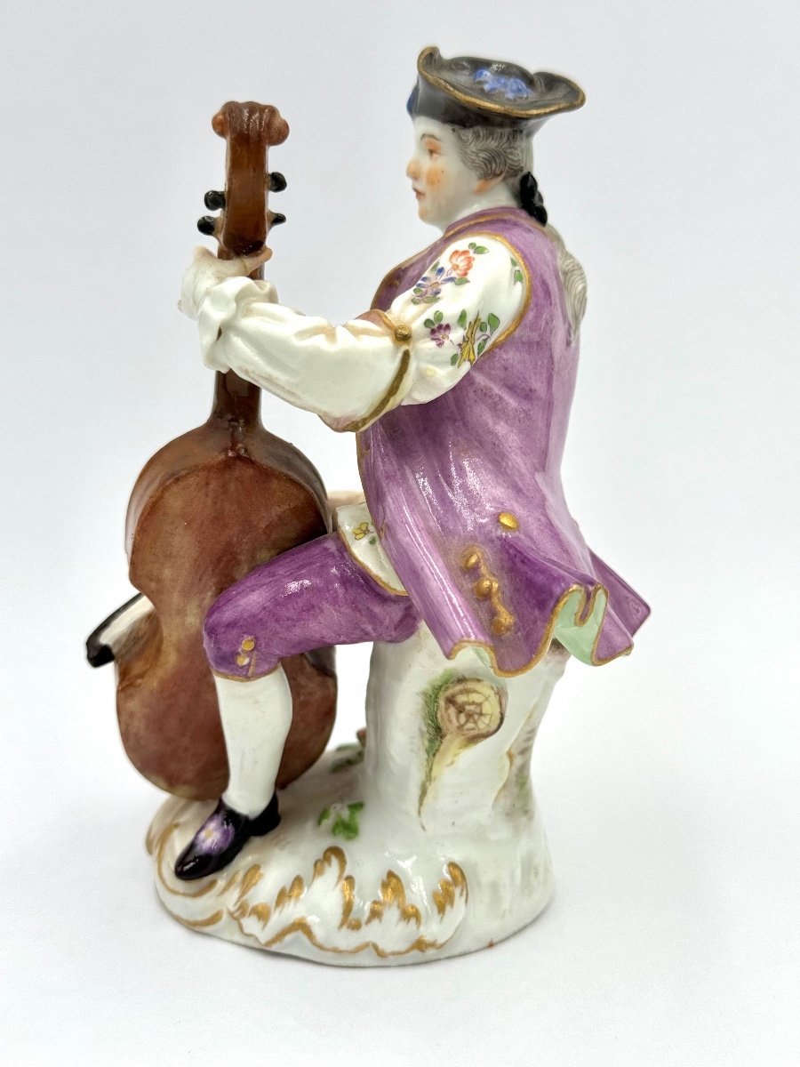 Meissen - Porcelain Figurine Cellist From La Chapelle Galante-photo-4