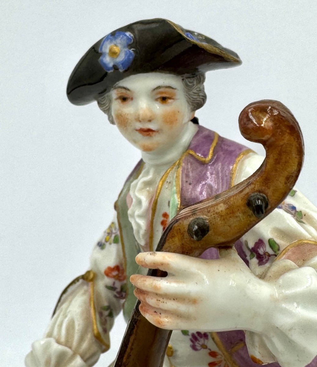 Meissen - Porcelain Figurine Cellist From La Chapelle Galante-photo-1