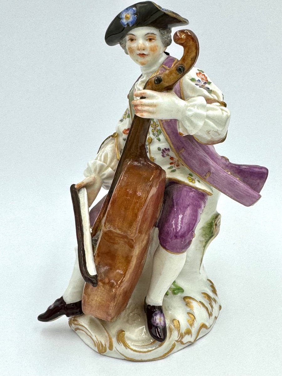 Meissen - Porcelain Figurine Cellist From La Chapelle Galante-photo-2