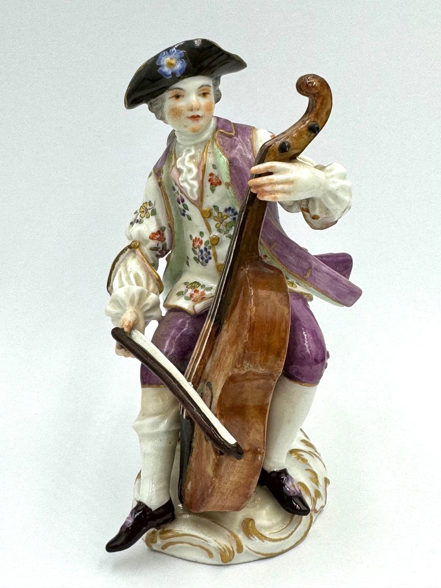 Meissen - Porcelain Figurine Cellist From La Chapelle Galante